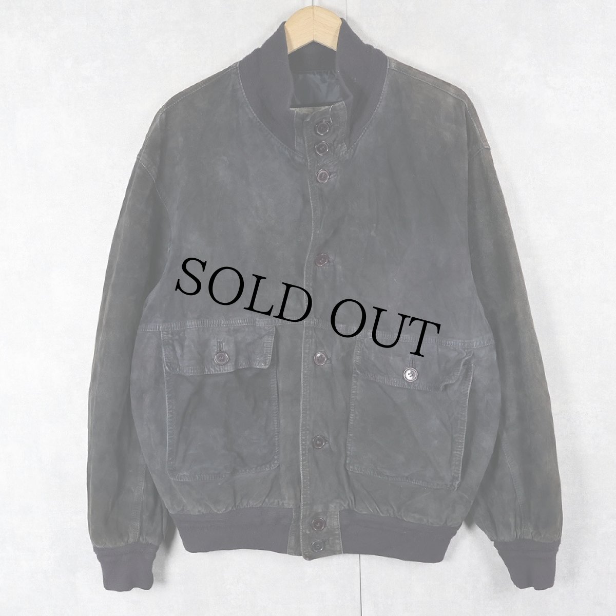 画像1: ITALY製 "A-1 TYPE" スエードレザージャケット BLACK (1)