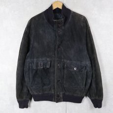 画像1: ITALY製 "A-1 TYPE" スエードレザージャケット BLACK (1)