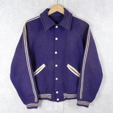 画像2: 50〜60's "VARSITY CLUB" ブルドッグ刺繍 ウールスタジャン NAVY (2)