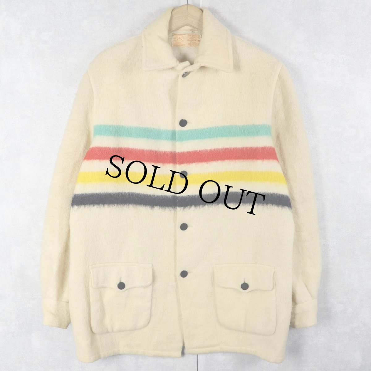 画像1: 60's HUDSONS BAY ボーダー柄 ウールブランケットジャケット (1)