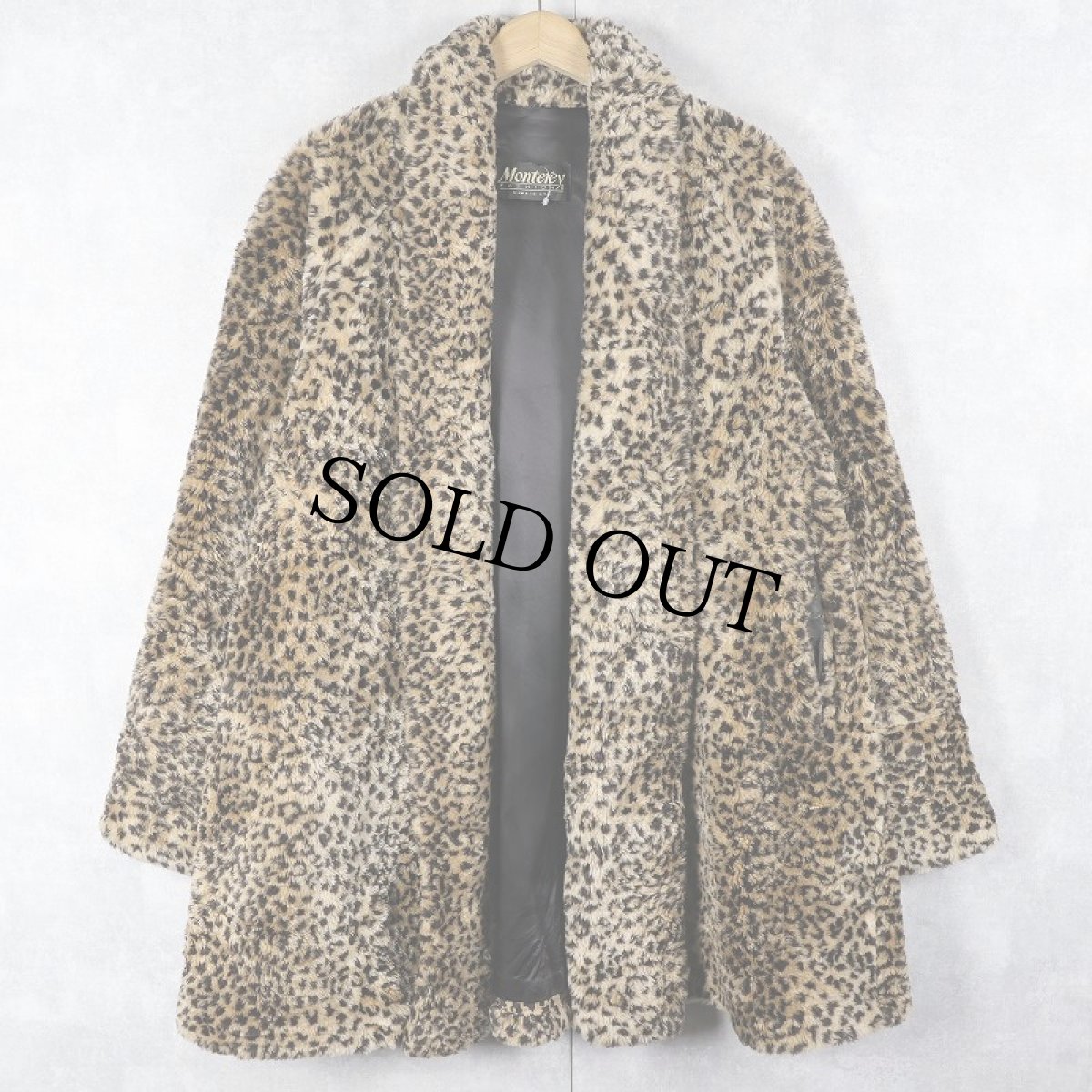 画像1: 80's Monterey USA製 レオパード柄 フェイクファーコート  (1)