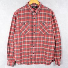 画像1: Ralph Lauren RRL チェック柄 マチ付きコットンシャツ L (1)
