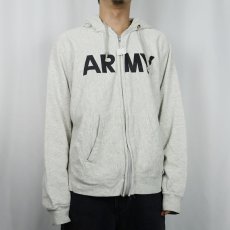 画像2: 90's U.S.ARMY ロゴプリント スウェットジップパーカー XL (2)