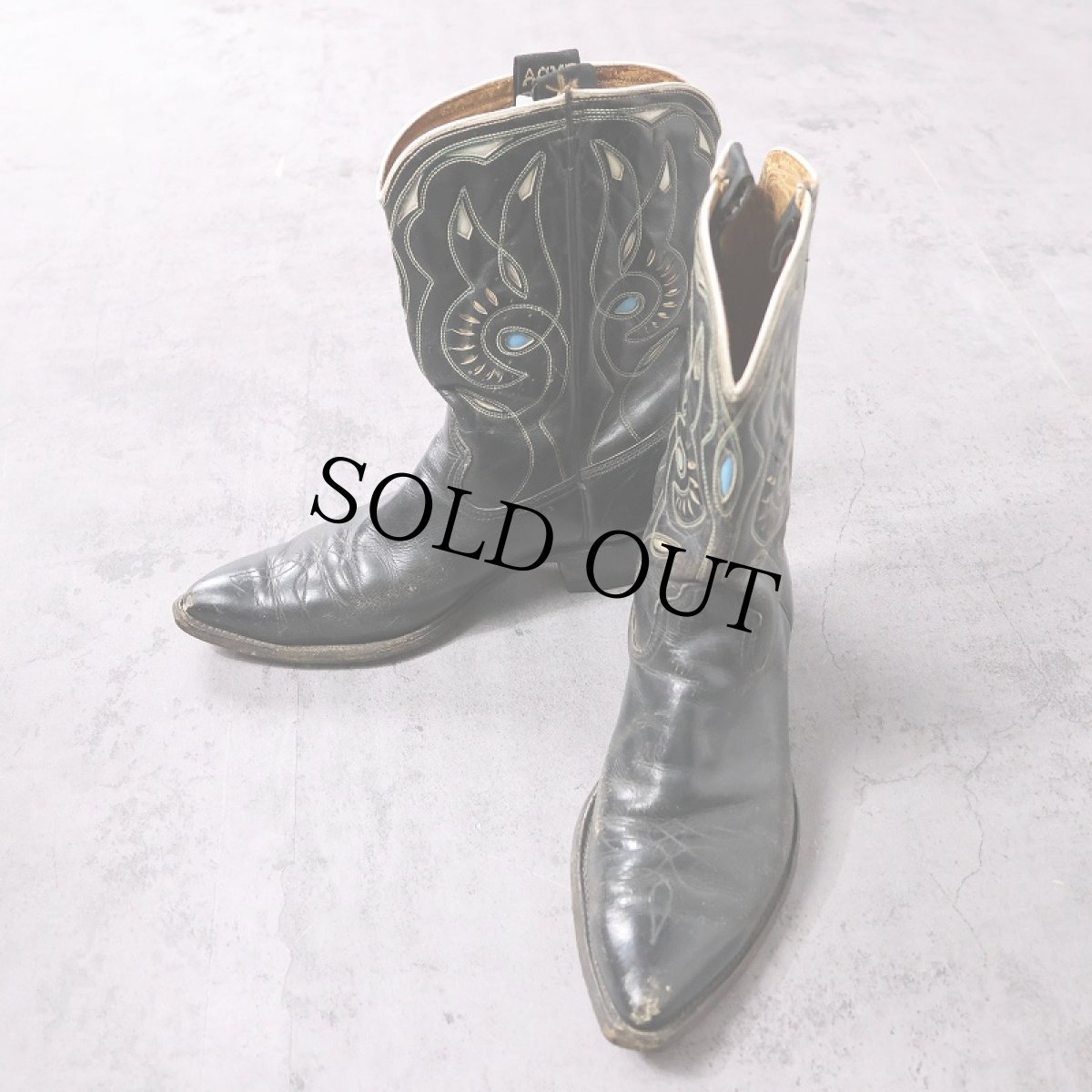画像1: 50's ACME BOOT レザーウエスタンブーツ BLACK 29cm (1)