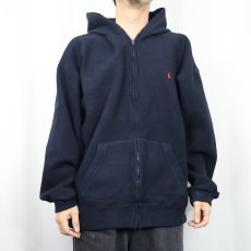 画像2: POLO Ralph Lauren フリースジップパーカー NAVY 3X BIG (2)