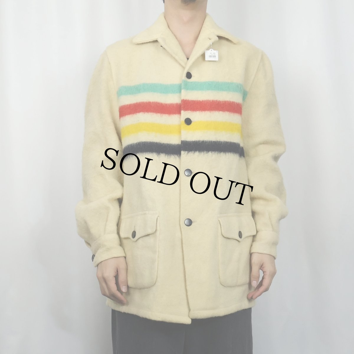 画像2: 60's HUDSONS BAY ボーダー柄 ウールブランケットジャケット (2)