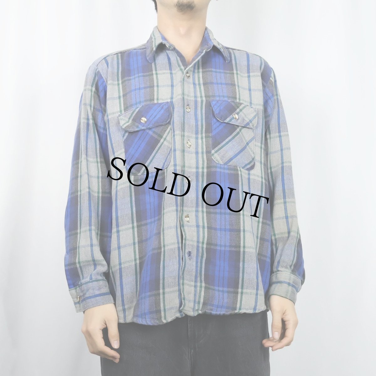 画像2: 90's FIVE BROTHER チェック柄 ヘビーネルシャツ L (2)