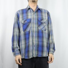 画像2: 90's FIVE BROTHER チェック柄 ヘビーネルシャツ L (2)