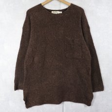 画像1: 90's Eddie Bauer ウール×ナイロンニットセーター BROWN L (1)
