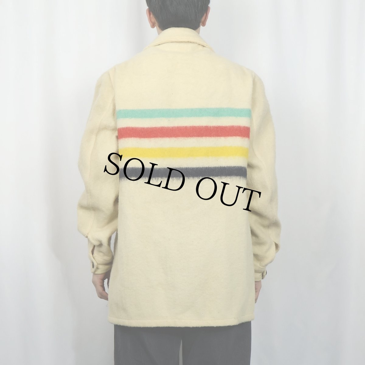 画像3: 60's HUDSONS BAY ボーダー柄 ウールブランケットジャケット (3)