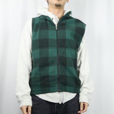画像2: 90's GAP バッファローチェック柄 フリースベスト S (2)