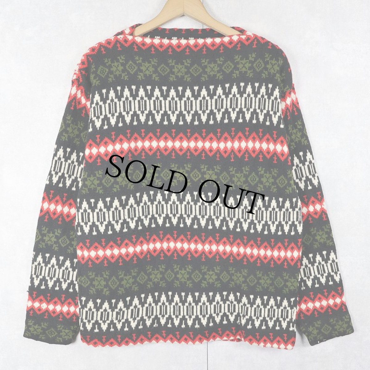 画像1: 60's Sears Sportswear フェアアイル柄 ウールニットセーター L (1)