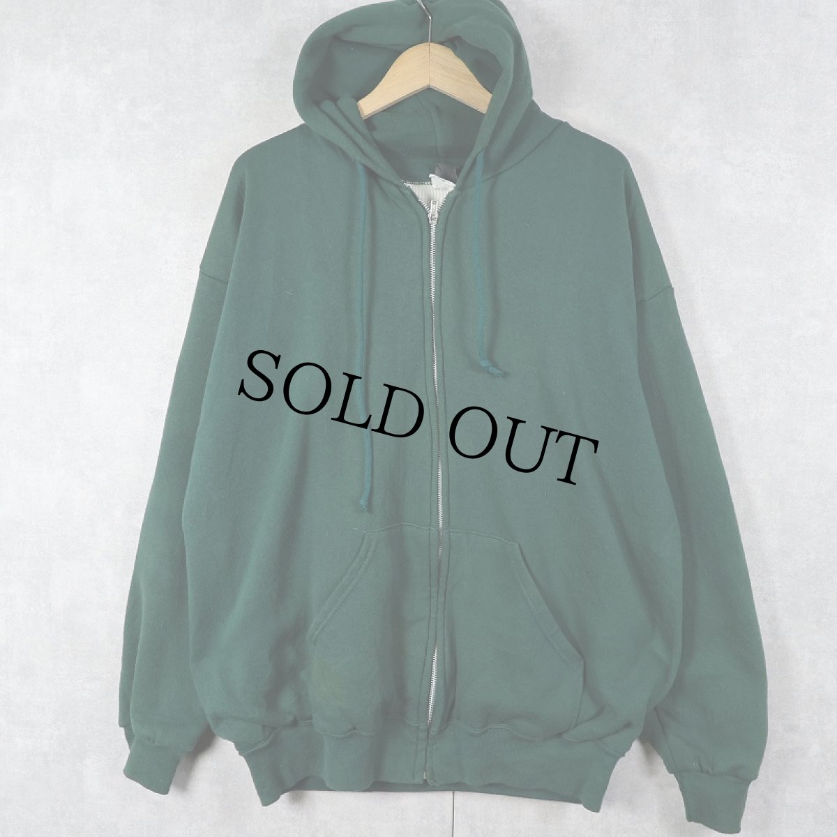 画像1: 80's ACE SPORTSWEAR USA製 裏サーマル スウェットジップパーカー XL (1)