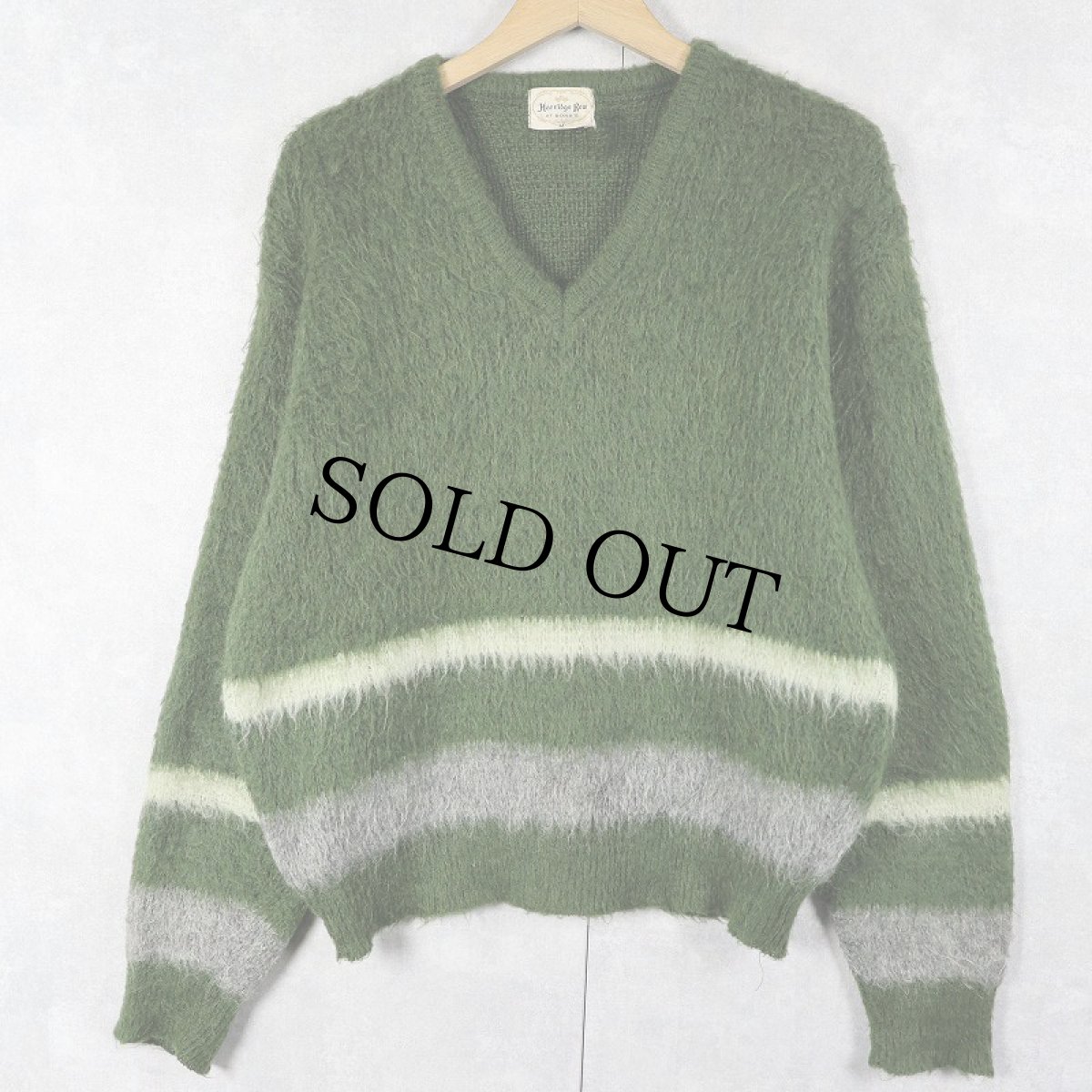 画像1: 60's Harridge Row Vネック モヘアニットセーター M (1)