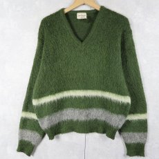 画像1: 60's Harridge Row Vネック モヘアニットセーター M (1)