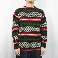 画像2: 60's Sears Sportswear フェアアイル柄 ウールニットセーター L (2)