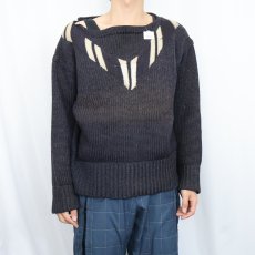 画像3: 〜50's ウールニットセーター NAVY (3)
