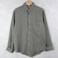 画像1: 60〜70's Donegal 織柄 アクリル×ウールボタンダウンシャツ M (1)