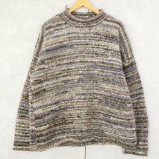 画像1: Ginger Blossom NEPAL製 マルチボーダー柄 ロールネック ウールニットセーター (1)