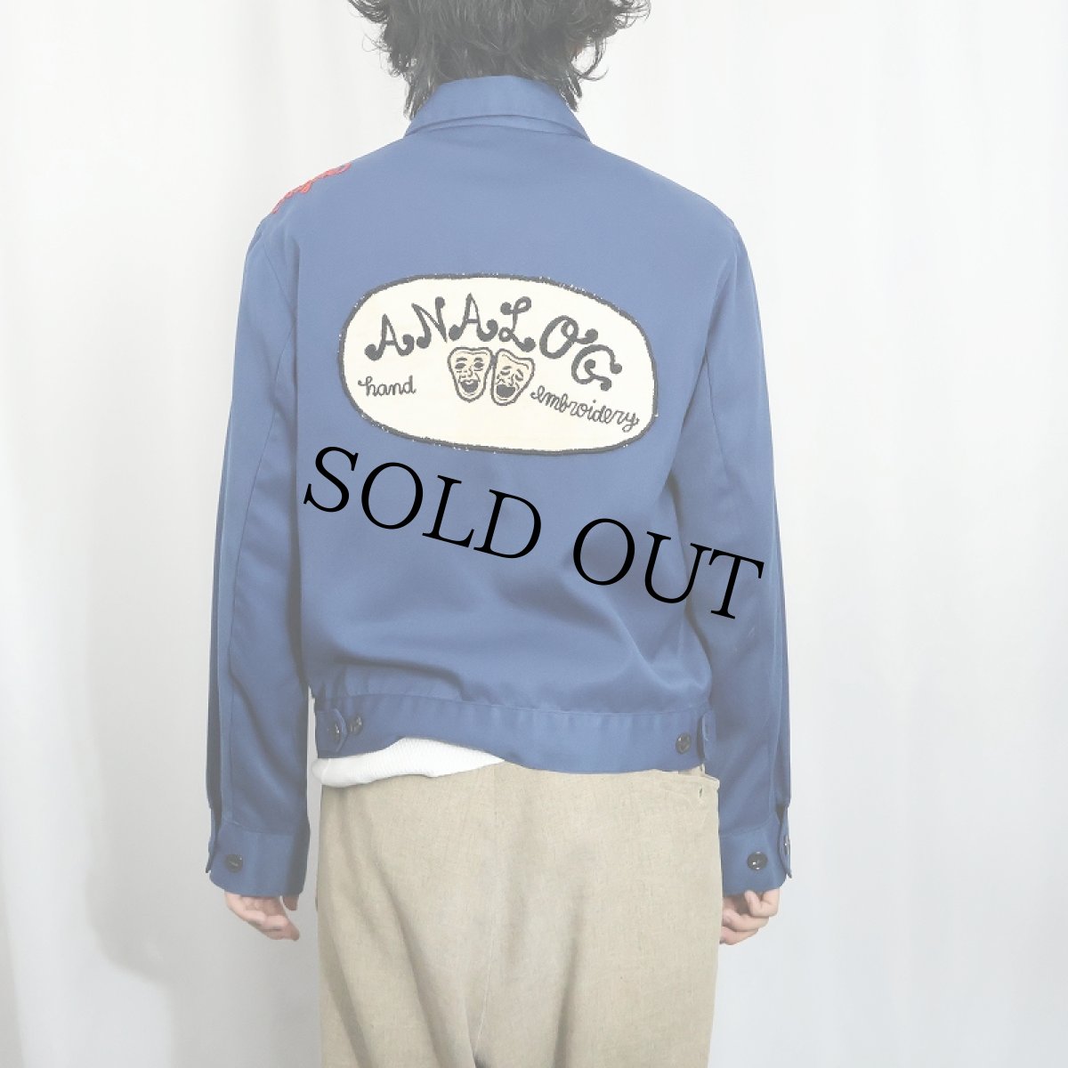 画像3: 60's TOPPMASTER "ANALOG hand embroidery" 猫目ボタン チェーン刺繍 ワークジャケット SIZE38R (3)