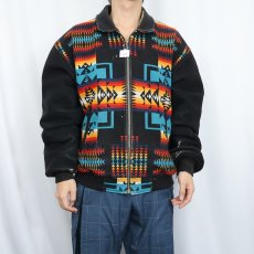 画像2: 90's PENDLETON USA製 ネイティブ柄 ウールジップジャケット BLACK M (2)