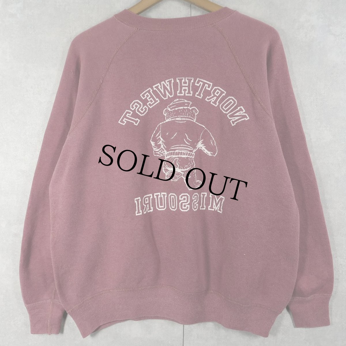 画像2: 60's "NORTHWEST MISSOURI" 脇下三角ガゼット フロッキー両面プリントスウェット (2)