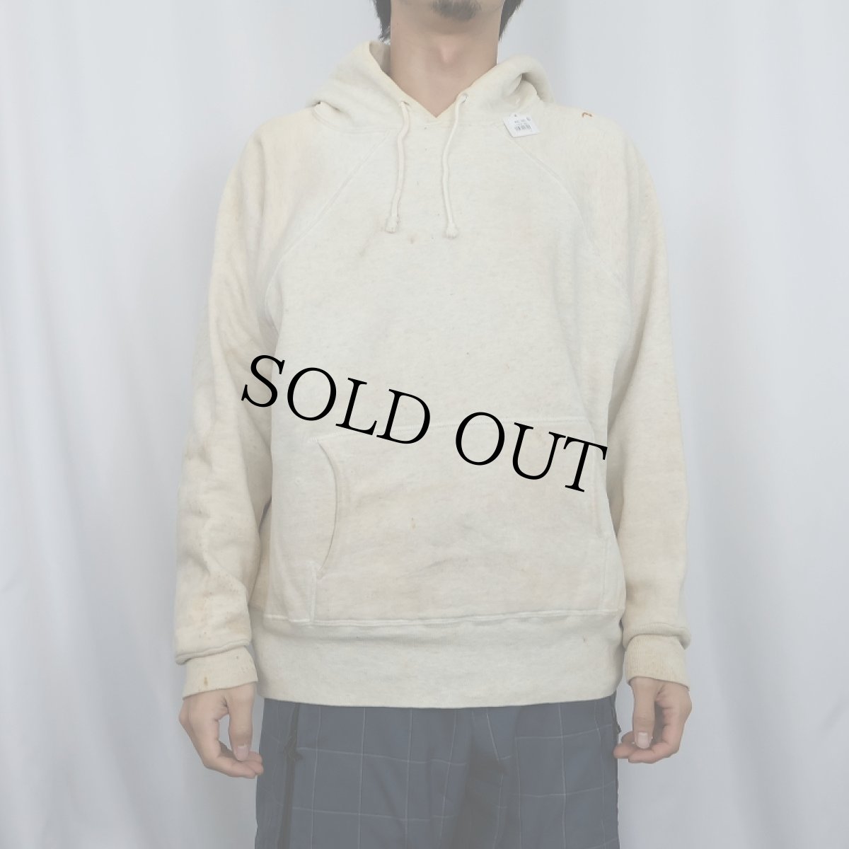 画像2: 50〜60's BRENT 裏サーマル 無地ラグランスウェットフーディー XL (2)