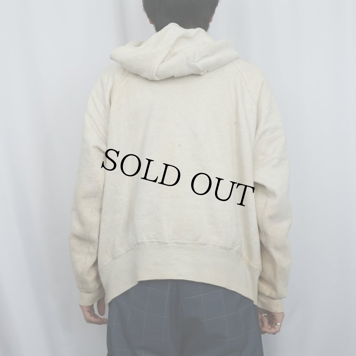 画像3: 50〜60's BRENT 裏サーマル 無地ラグランスウェットフーディー XL (3)