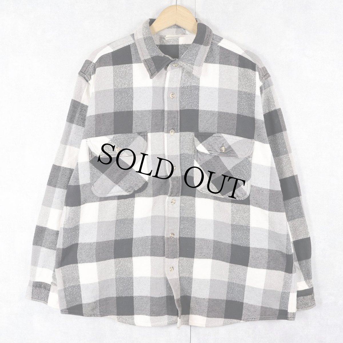 画像1: 90's FIVE BROTHER ブロックチェック柄 ヘビーネルシャツ  (1)