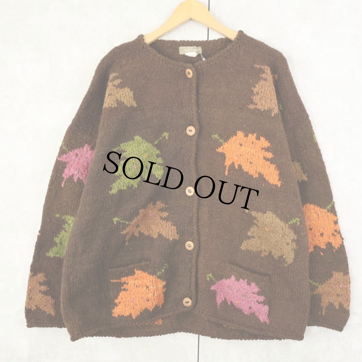 画像1: THE TERRITORY AHEAD 総柄 ウールニットカーディガン XL (1)