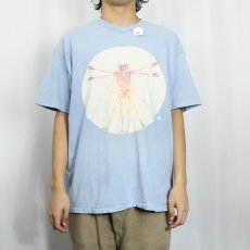 画像2: 90's USA製 ウィトルウィウス的人体図 パロディプリントTシャツ XL (2)
