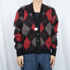画像2: 60's Citation Club by PURITAN アーガイル柄 ウール×モヘア シャギーニットカーディガン SIZE44 (2)
