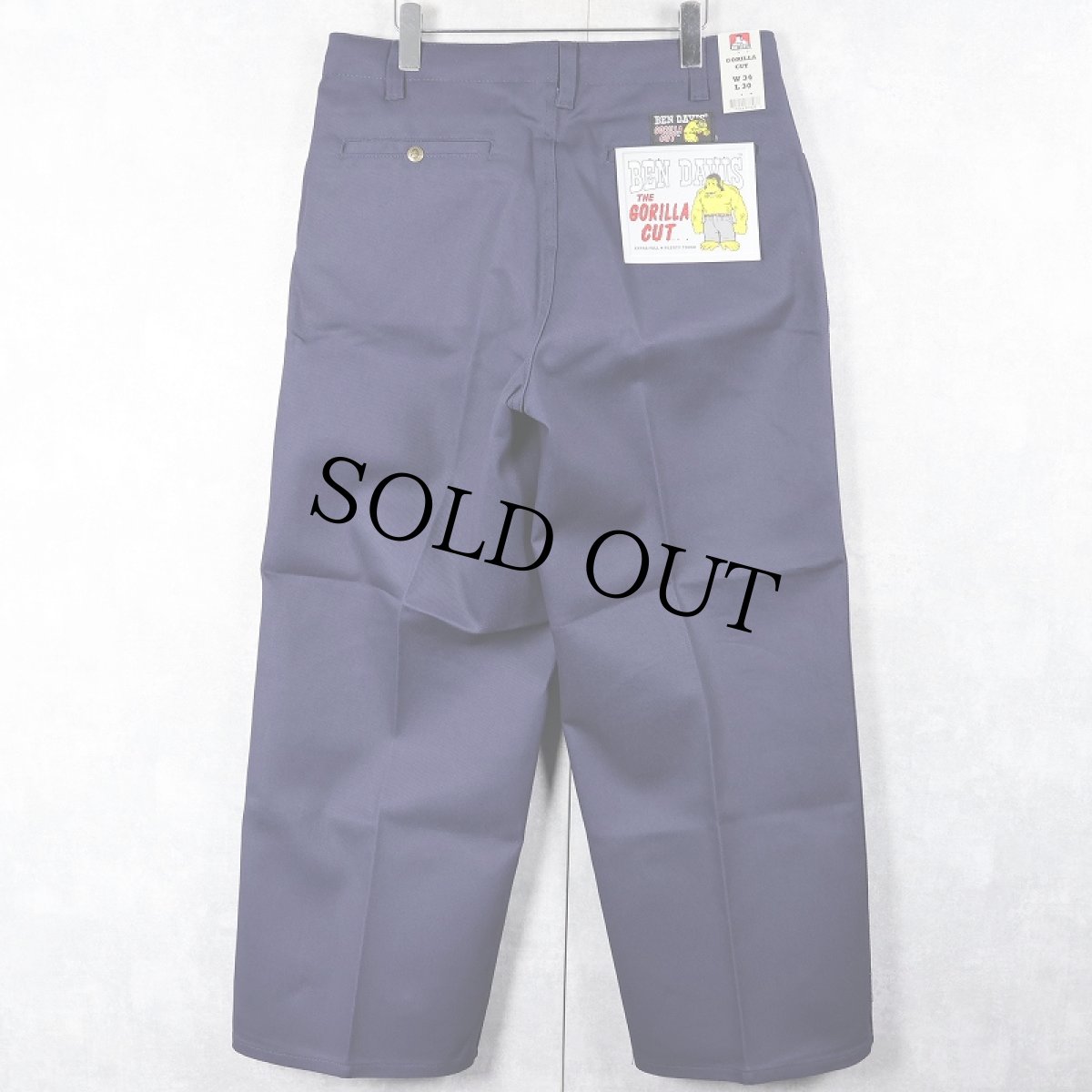 画像2: BEN DAVIS "THE GORILLA CUT" ゴリラカットパンツ NAVY フラッシャー付き未使用品 W30 L30 (2)