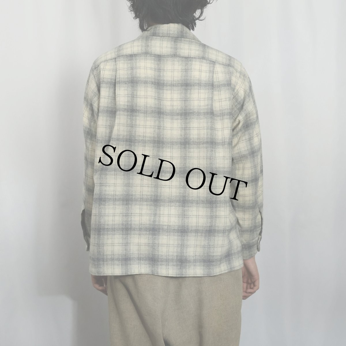 画像3: 50's PENDLETON オンブレーチェック柄 オープンカラーウールシャツ XL (3)