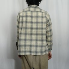 画像3: 50's PENDLETON オンブレーチェック柄 オープンカラーウールシャツ XL (3)