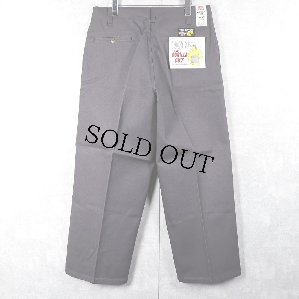 画像1: BEN DAVIS "THE GORILLA CUT" ゴリラカットパンツ CHARCOAL フラッシャー付き未使用品 W36 L30 (1)