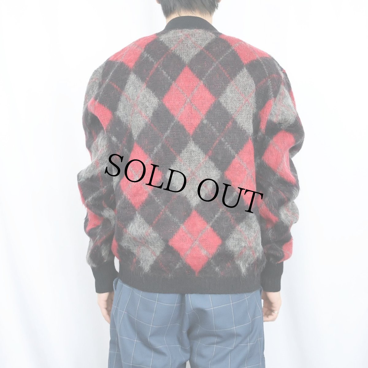 画像3: 60's Citation Club by PURITAN アーガイル柄 ウール×モヘア シャギーニットカーディガン SIZE44 (3)