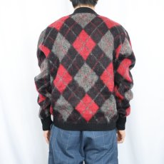 画像3: 60's Citation Club by PURITAN アーガイル柄 ウール×モヘア シャギーニットカーディガン SIZE44 (3)