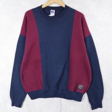 画像1: 90's RUSSELL ATHLETIC USA製 前V 切り替えデザインスウェット XL (1)