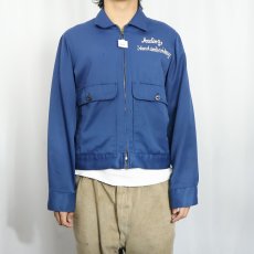 画像2: 60's TOPPMASTER "ANALOG hand embroidery" 猫目ボタン チェーン刺繍 ワークジャケット SIZE38R (2)