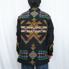 画像3: 80's PENDLETON USA製 ネイティブ柄 ウールジャケット BLACK M タグ付き未使用 (3)