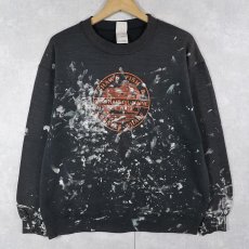 画像1: "SHAW'S FISH & LOBSTER WHARF" ペンキペイント プリントスウェット BLACK L (1)