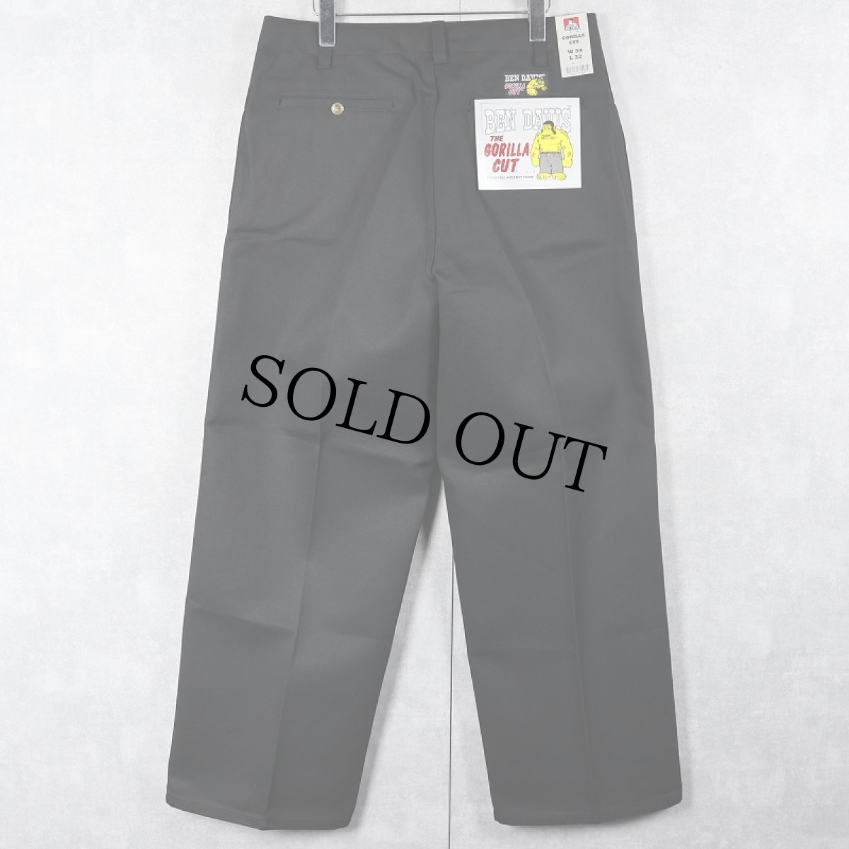 画像1: BEN DAVIS "THE GORILLA CUT" ゴリラカットパンツ BLACK フラッシャー付き未使用品 W34 L32 (1)