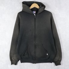 画像1: 90's RUSSELL ATHLETIC USA製 スウェットジップパーカー BLACK L (1)