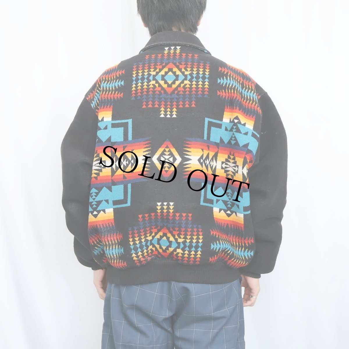 画像3: 90's PENDLETON USA製 ネイティブ柄 ウールジップジャケット BLACK M (3)