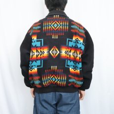 画像3: 90's PENDLETON USA製 ネイティブ柄 ウールジップジャケット BLACK M (3)