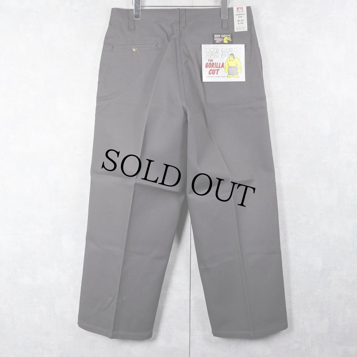 画像2: BEN DAVIS "THE GORILLA CUT" ゴリラカットパンツ CHARCOAL フラッシャー付き未使用品 W30 L32 (2)