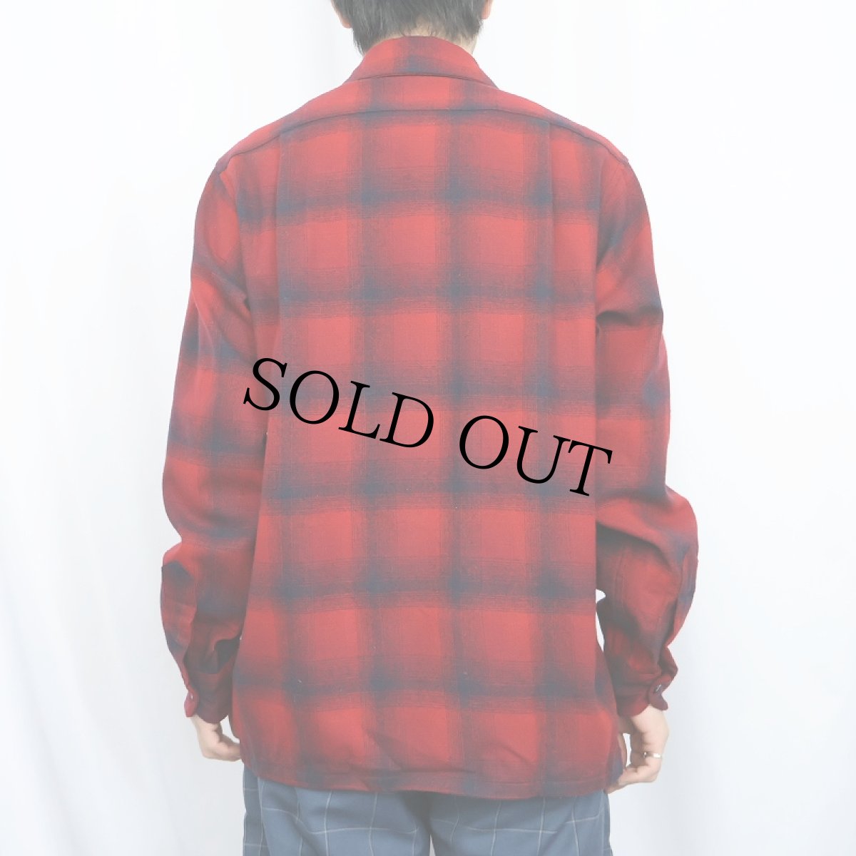 画像3: 70's PENDLETON オンブレーチェック柄 ウールオープンカラーシャツ M (3)