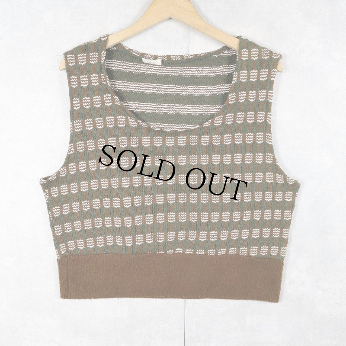 画像1: 70's〜 USA製 柄織 アクリルニットベスト M (1)