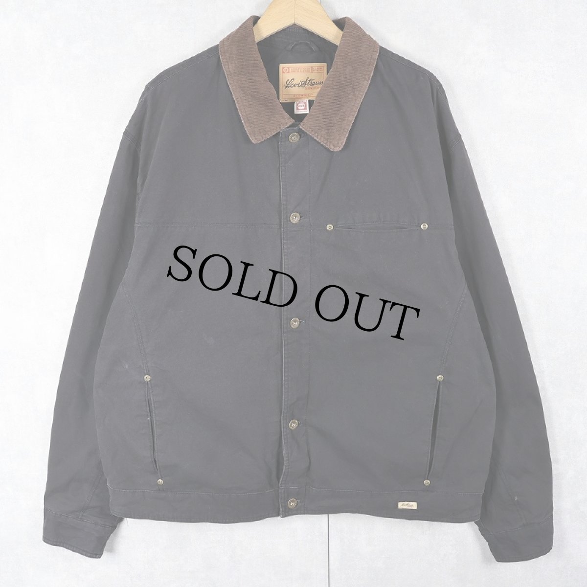 画像1: Levi's コーデュロイ切り替え コットンワークジャケット BLACK XXL (1)